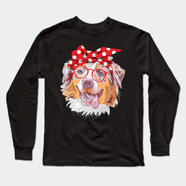 Australian Shepherd Bandana Long Sleeve T-Shirt by LotusTee